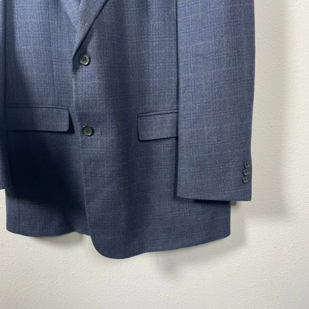 Austin Reed Blazer Mens 44R Blue Glen Plaid Wool Sport Coat USA Wright & Simon
